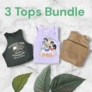 💚 BUNDLE OF 3 TOPS Crop & Tees Like New & New Condition SZ: Medium. Some are NWT